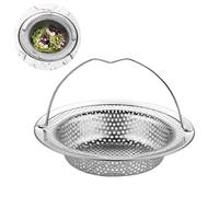 jatimdotin Filtro Fregadero Cocina, Filtro de Fregadero de Acero Inoxidable con Asa, Colador de Drenaje, Coladores de Desagüe de Fregadero para Baño, Bañera, Ccocina (11 x 8 x 2 cm)