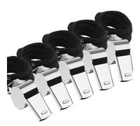 jatimdotin Pack 5 Silbatos, Silbato de Acero Inoxidable, Silbato para Entrenador o Árbitro Deportivo Profesional con Cordón, Silbato de Fuerte para Fútbol, Baloncesto y Deportes al Aire Libre