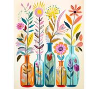 JATOK Kits de pintura por números para adultos, kits de pintura para principiantes en lienzo de colores con símbolos transparentes, pintura de dibujo de pigmentos acrílicos fáciles de hacer tú mismo