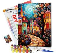 JATOK Kits de pintura por números para adultos, kits de pintura para principiantes en lienzo de colores transparentes, pintura de dibujo de pigmentos acrílicos fáciles de hacer tú mismo para