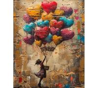 JATOK Pintura por números para adultos, Paint by Numbers Pintura por números, globo de amor DIY con pinceles y pinturas acrílicas pintura al óleo pintada a mano lienzo para decoración del hogar, sin