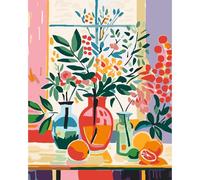 JATOK Pintura por números para adultos, pintura por números, flores de bricolaje con pinceles y pinturas acrílicas, pintado a mano, lienzo para decoración del hogar, sin marco (40 x 50 cm)