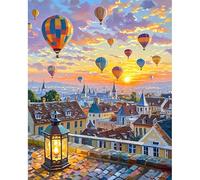 JATOK Pintura por números para adultos, pintura por números para pintar por números, globo caliente con pinceles y pinturas acrílicas, pintado a mano, lienzo para decoración del hogar, sin marco (40 x