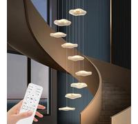 Jatwefiv Lámpara Escalera de Araña de Hojas de Loto Lamparas Escaleras Decorativa Colgantes De Interior Lámparas Colgante Larga De Escalera LED Regulable aplicable Escalera Villa,9lights