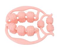 Jauarta Rodillo muscular con 15 ruedas, color rosa, pinzas circulares para las piernas, polipropileno, rodillo de masaje de mano multiusos para piernas, brazos, cuello, cuerpo