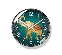 Jauhmui Reloj de pared de elefante redondo, grande, retro, sin ruido de tictac para cocina, salón, habitación, oficina (02,12 pulgadas)
