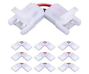 JAUHOFOGEI 10piezas 2 Pin L Forma Conector de Tira LED, Máx amperios 5A, sin Soldadura, para ángulo Recto o 90 ángulos de torneado Conexión de 10mm de Ancho LED Monocolor Tira Luces