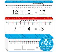 Jauisus Paquete de 30 pizarras blancas de borrado en seco con líneas numéricas de 4 x 12 pulgadas, pizarra de borrado en seco de doble cara 0-10 en un lado 0-20 en el otro lado, pizarra blanca