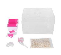 Jaula acrílica para hámster, casa Transparente de una Sola Capa para Mascotas pequeñas con comedero y Bebedero, Incluye un Set de Juego en Forma de Castillo Rosa para hámsters y (Grande)
