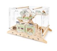 Jaula acrílica para hámster con escondites para hámsteres, tanque de hámsters para mascotas pequeñas, jaula de ratón para mascotas, kit de iniciación de hámster, cabaña de cobayas, accesorios para