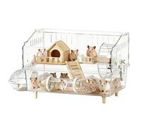 Jaula Acrílica Para Hámster - Hábitat Para Animales Pequeños, Villa De Lujo Para Roedores | Jaula Para Hurones, Parque Infantil Transparente De Dos Niveles Para Ejercicios, Santuario De Roedores De Va