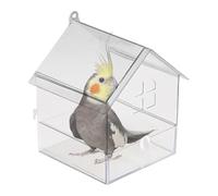 Jaula Bird Bath, Budgies Shower Box, Acrylic Birds Bathtub with Drawer, No-Leakage Large Bathing Tub, tamaño 5,71 x 5,51 x 7,28 in, ideal para cócteles y pequeños pájaros