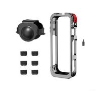 Jaula compacta para cámara Insta360 X5, construcción de aleación de aluminio, cubierta de lente de silicona y manguito de viento de micrófono para mejorar el sonido