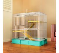 Jaula Conejo Grande Interior, Diseño Multicapa, con Plataforma y Escalera, 3 Puertas, Estructura Metálica, para Gatos, Conejos y Animales Pequeños(Green)