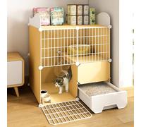 jaula conejo Jaula For Gatos En Interiores,Jaula Grande For Gatos De Bricolaje De 2 Niveles,Jaula For Cerca De Patio Con Puerta Y Caja De Arena For Gatos Cerrada,Uso For Gatitos,Conejitos,Chinchillas(