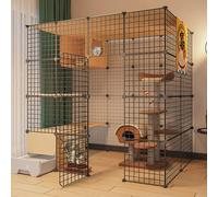 jaula conejo Parque Infantil For Gatos: Conejera For Mascotas, Corral Interior For Gatos Con Puerta Y Caja De Arena For Gatos Cerrada,Parque Infantil For Mascotas, Jaula For Animales Pequeños(Color:C2