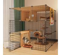 jaula conejo Parque Infantil For Gatos: Conejera For Mascotas, Corral Interior For Gatos Con Puerta Y Caja De Arena For Gatos Cerrada,Parque Infantil For Mascotas, Jaula For Animales Pequeños(Color:C2