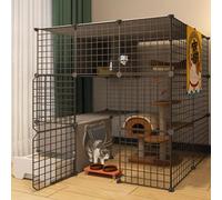 jaula conejo Parque Infantil For Gatos: Conejera For Mascotas, Corral Interior For Gatos Con Puerta Y Caja De Arena For Gatos Cerrada,Parque Infantil For Mascotas, Jaula For Animales Pequeños(Color:C1