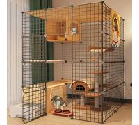 jaula conejo Parque Infantil For Gatos: Conejera For Mascotas, Corral Interior For Gatos Con Puerta Y Caja De Arena For Gatos Cerrada,Parque Infantil For Mascotas, Jaula For Animales Pequeños(Color:C2