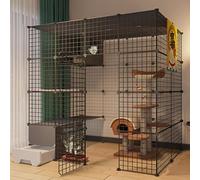 jaula conejo Parque Infantil For Gatos: Conejera For Mascotas, Corral Interior For Gatos Con Puerta Y Caja De Arena For Gatos Cerrada,Parque Infantil For Mascotas, Jaula For Animales Pequeños(Color:C1