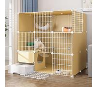 jaula conejo Parque Infantil For Gatos,Conejera For Mascotas,Hábitat De Animales Pequeños,Grande De 3 Niveles Con Puerta Y Caja De Arena Cerrada For Gatos, Uso For Gatitos, Conejitos, Chinchillas(Colo