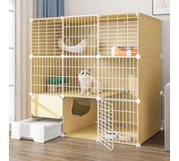 jaula conejo Parque Infantil For Gatos,Conejera For Mascotas,Hábitat De Animales Pequeños,Grande De 3 Niveles Con Puerta Y Caja De Arena Cerrada For Gatos, Uso For Gatitos, Conejitos, Chinchillas(Colo