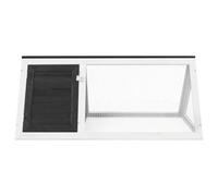 Jaula conejos de madera gris 98 x 50 x 41 cm | Madera de abeto pintada, rejilla de hierro resistente, puerta de fácil apertura, dimensiones internas 45,5 x 96 x 40 cm