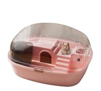Jaula de acrílico para hámster - Villa de lujo con rueda, recinto transparente para roedores con ventilación, gran hogar para hámsters, ratones y animales pequeños (rosa)