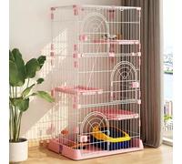 Jaula de alambre para gatos, recinto de varios niveles con estantes y rampa, perrera de metal desmontable con múltiples puertas delanteras para gatos, conejos, hurones y cobayas