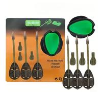 Jaula de alimentación para pesca de carpas | Jaula de cebo en línea de aleación de zinc con funda giratoria | Accesorio de aparejo de aparejos de pesca resistente | Negro y verde, (C)