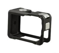 Jaula de aluminio de doble apertura para DJI Action 6 que permite el desmontaje de la configuración y el reemplazo de la batería sobre la marcha en cuestión de segundos