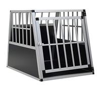 Jaula de aluminio para perros, 65 x 91 x 69,5 cm, caja de transporte para perros con puerta única, ligera y duradera, hecha de aluminio y MDF para el maletero