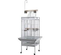 Jaula De Aves para Canarios Jaula para Pájaros Grande De Hierro Forjado con Tapa Juego Y Soporte Rodante, para Loros, Jaulas para Loros Conures(B)