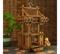 Jaula De Bambú para Saltamontes, Jaula Portátil para Grillos, Pequeña Caja De Cría, Estructura De Espiga Y Mortaja con Cajones Y Gancho Metálico, para Aficionados a La Cría De Saltamontes
