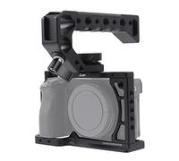Jaula de cámara A6500 con mango superior, jaula de cámara de aluminio Hersmay para Sony A6500 A6400 A6300 A6000 A6100 DLSR Camea Rig Estabilizador de video con zapata fría, múltiples agujeros de