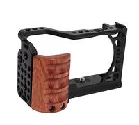 Jaula de Cámara para Sony A6400 A6300 A6100 A6000, Jaula de Cámara de Aleación de Aluminio con Mango de Madera, Marco Protector con Interfaz de Zapata Fría
