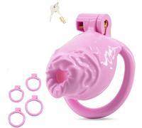 Jaula de castidad BDSMAGE para hombre, jaula de castidad con 4 anillos para el pene, juguete sexual para travestis, conjunto de jaula de castidad para, cinturón de castidad fetichista para hom (L)