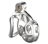 Jaula de castidad Cobra de metal de acero inoxidable, jaula de pene ultra pequeña, cinturón de castidad para hombre, jaula de pene extrema, jaula de castidad, jaula de pene masculino(M,46mm)