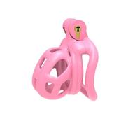 Jaula De Castidad Con Cerradura Para Pene Masculino,Con Cerradura Y 4 Anillos De Resina,Para Virginidad Masculina,Anillo De Pene Transpirable,Jaula De Sujeción Fetiche,Juguetes Sexuales Para Ad