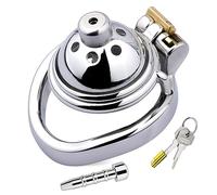 Jaula de castidad con jaula para pene de acero inoxidable, jaula de castidad masculina para hombres con anillo anticaída y dilatador uretral de metal, jaula para pene opcional, cinturón(C,50mm)
