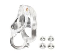 Jaula de castidad de resina para hombres con múltiples tamaños de anillos para el pene, ganchos extraíbles y accesorios, jaula para el pene BDSM Inverted Bondage Set (Transparent, NU)