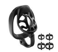 Jaula de castidad de resina para hombres con múltiples tamaños de anillos para el pene, ganchos extraíbles y accesorios, jaula para el pene BDSM Inverted Bondage Set (Black,Botton)