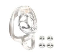 Jaula de castidad de resina para hombres con múltiples tamaños de anillos para el pene, ganchos extraíbles y accesorios, jaula para el pene BDSM Inverted Bondage Set (Transparent,Botton)