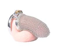 Jaula de castidad masculina adulta de acero inoxidable Cerradura Red de pesca Cadena Jaula para pene Dispositivo de castidad Anillo para pene Largo(Ring 50mm)