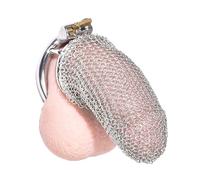 Jaula de castidad masculina adulta de acero inoxidable Cerradura Red de pesca Cadena Jaula para pene Dispositivo de castidad Anillo para pene Largo(Ring 45mm)