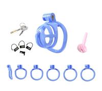 Jaula de castidad masculina con 4 anillos, juguete sexual for adultos, ideal for principiantes, transpirable for prevenir la erección, accesorio de bondage for hombres(Blue,M1)