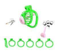 Jaula de castidad masculina con 4 anillos, juguete sexual for adultos, ideal for principiantes, transpirable for prevenir la erección, accesorio de bondage for hombres(Green,M2)