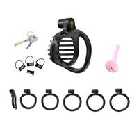 Jaula de castidad masculina con 4 anillos, juguete sexual for adultos, ideal for principiantes, transpirable for prevenir la erección, accesorio de bondage for hombres(Black,M2)