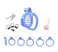 Jaula de castidad masculina con 4 anillos, juguete sexual for adultos, ideal for principiantes, transpirable for prevenir la erección, accesorio de bondage for hombres(Blue,M2)