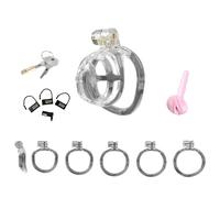 Jaula de castidad masculina con 4 anillos, juguete sexual for adultos, ideal for principiantes, transpirable for prevenir la erección, accesorio de bondage for hombres(Transparent,M1)